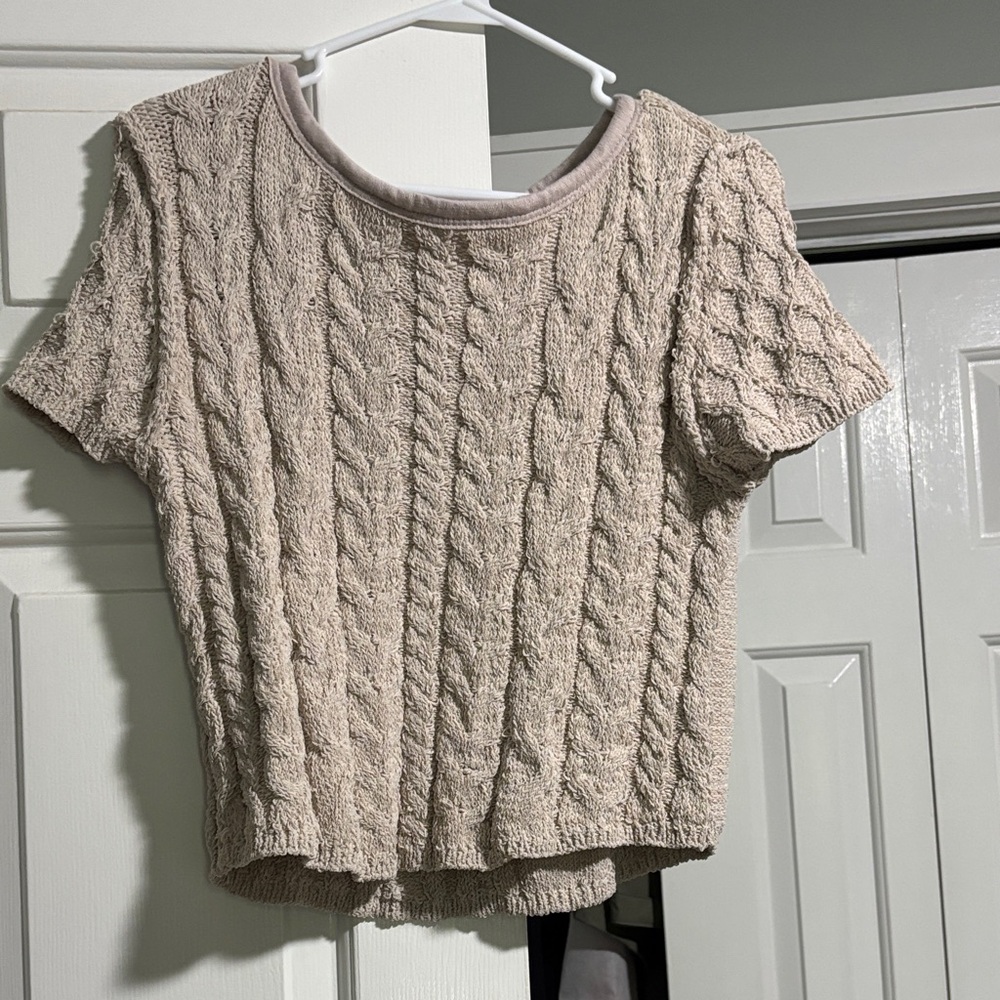 Pink Lily Cable Knit Sweater in Beige
